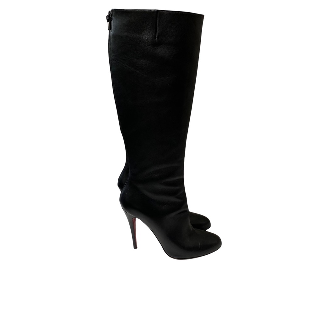 Christian Louboutin Alta Ariella Black Leather Knee High Boots 41 - Picture 13 of 16